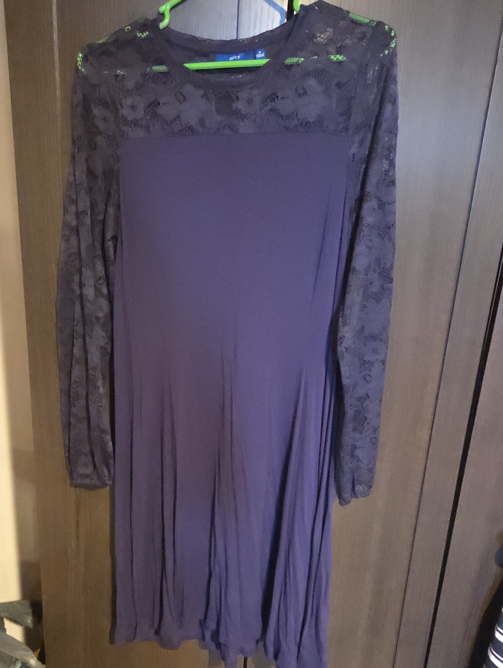 Apt. 9 Plum Lace Yoke Long Sleeve Dress